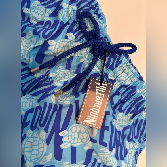 NWT Vilebrequin Men’s Swim Trunks Ronde Des Tortues Blue Topaz Moorea - Picture 8 of 12